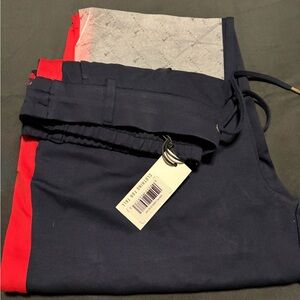 NWT American Tall Pull On Tuxedo Striped Pants for Tall Women Navy & Red Comfy